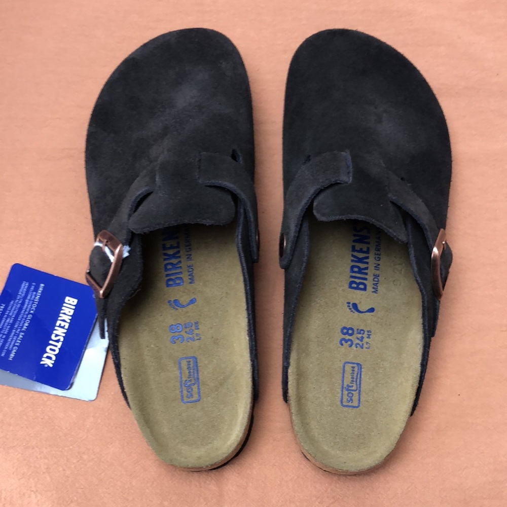 🔥 NWT Women's Mocha Suede Birkenstock Boston Shoes - Narrow Fit - Picture 2 of 5